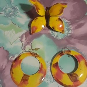 Enamel Pin & Earrings Set